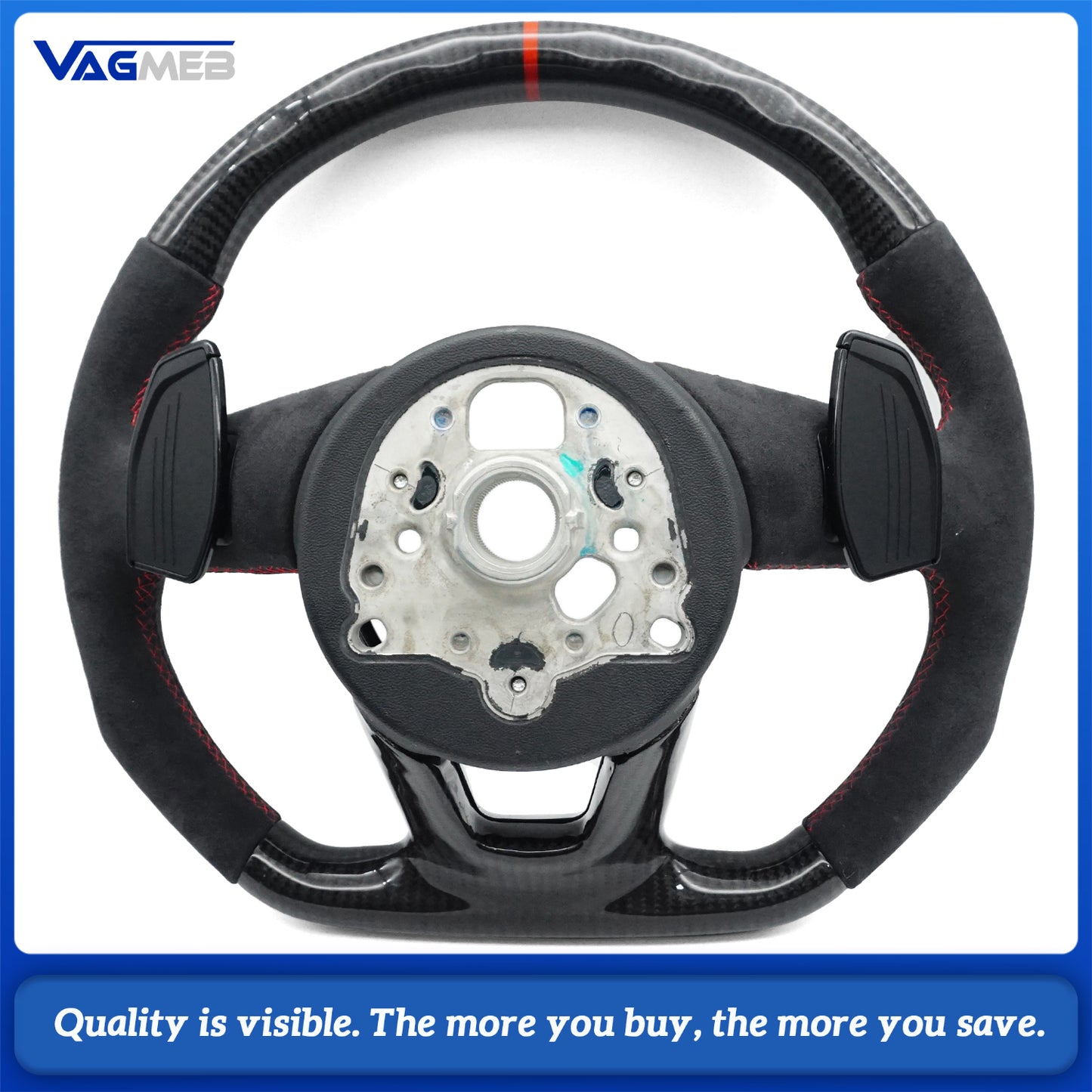 steering wheel for Audi A4 B9 A5 custom carbon fiber stitched steering wheel with paddles and buttons, Car Accessories