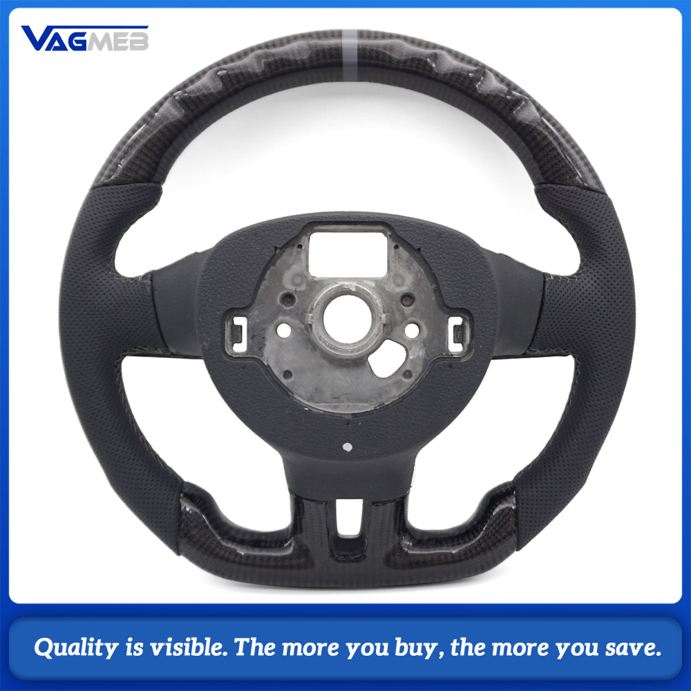 For Golf 6 GTI GTD R 2009-2013 Polo GTI Tiguan Passat R-Line Carbon fiber semi perforated steering wheel