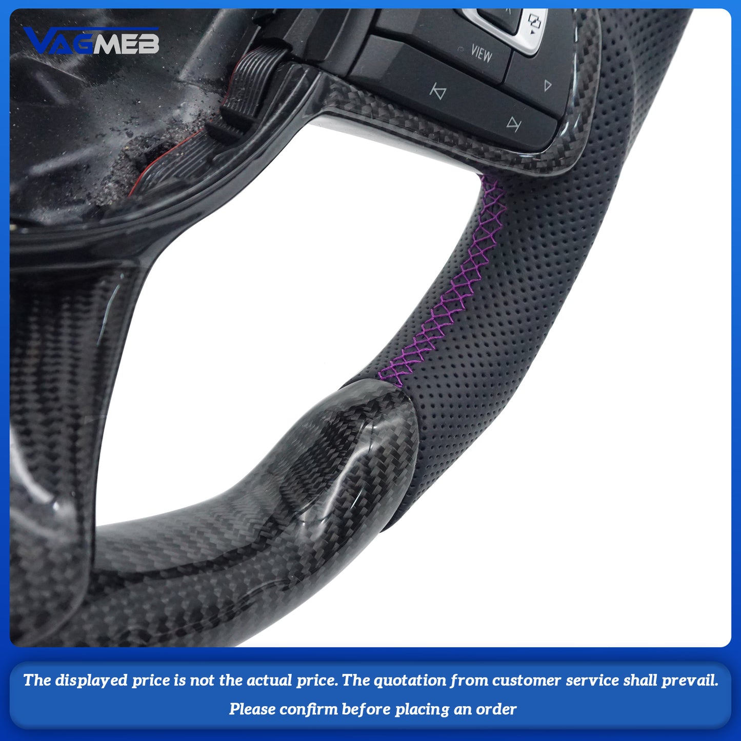 For VW Golf MK 6 7 7.5 GTI GTD GTE R Polo Customm carbon fiber RLine sports steering wheel half leather Alcantara Multi-color