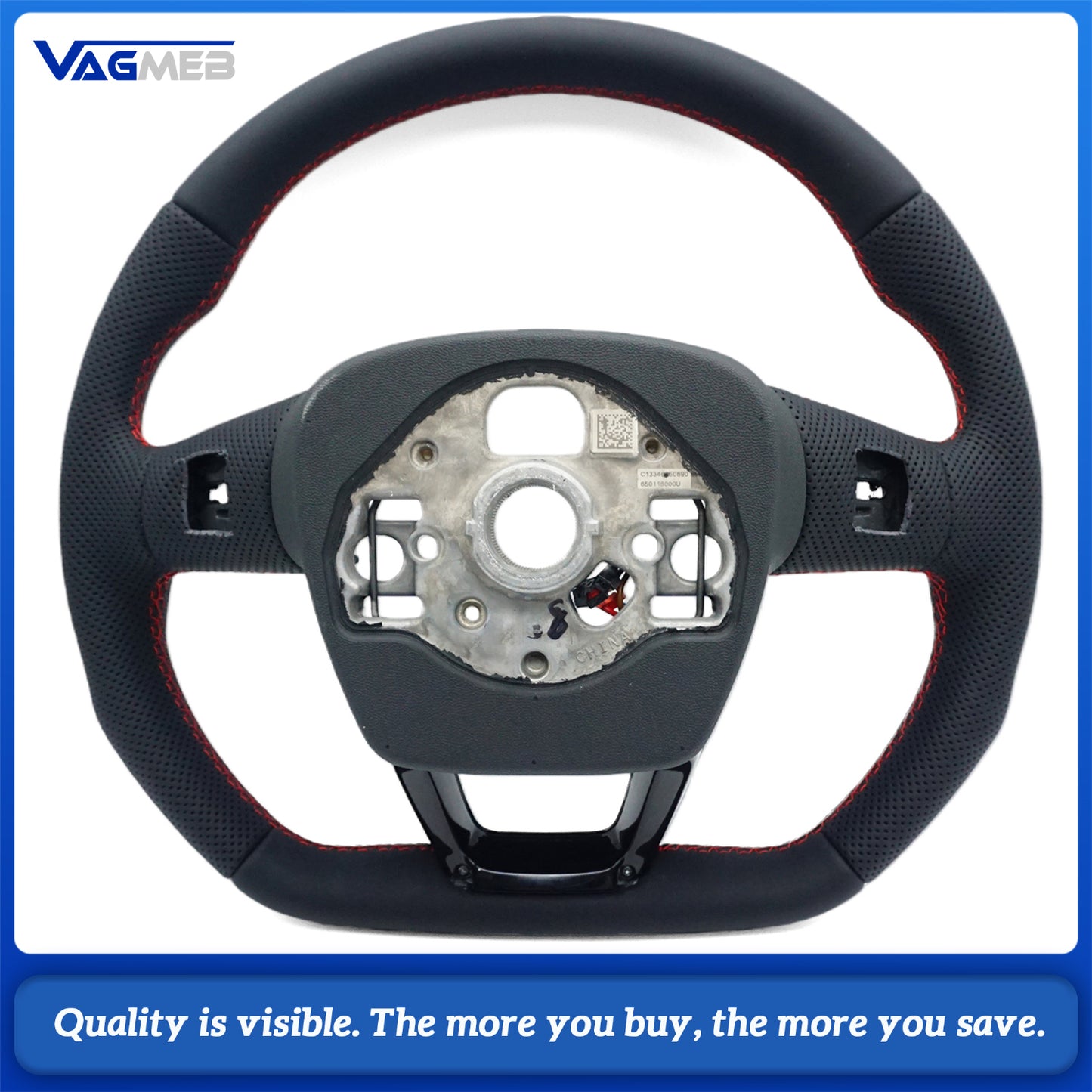 A Perforated leather Sports steering wheel for Audi Q5 FY Q7 4M Q8 S RS LOGO multifunctional steering wheel With Heated