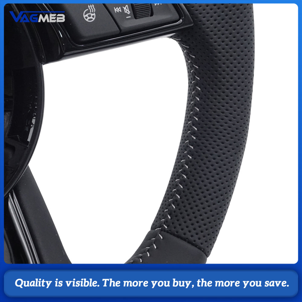 Heated steering wheel suitable for Audi A4 B9 S3 RS4 RS5 A3 A5 S3 S4 S5 2017-2024 leather flat bottomed steering wheel