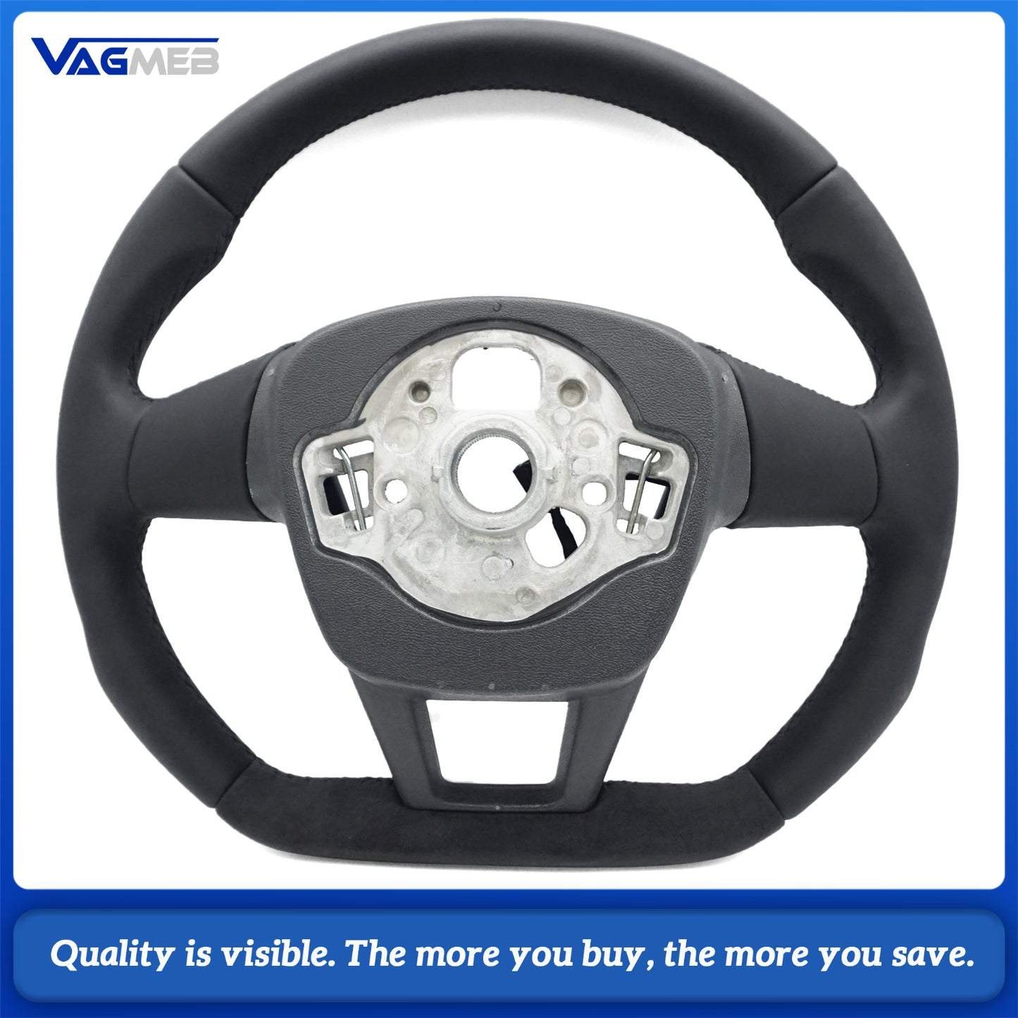 Heated steering wheel suitable for Audi A6 C8 A7 black stitched leather flat bottomed steering wheel