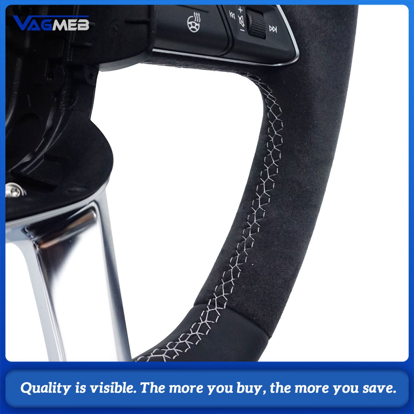 Alcantara leather flat bottomed sports steering wheel with heating For Audi Q5 FY Q7 4M Q8, Car Accessories