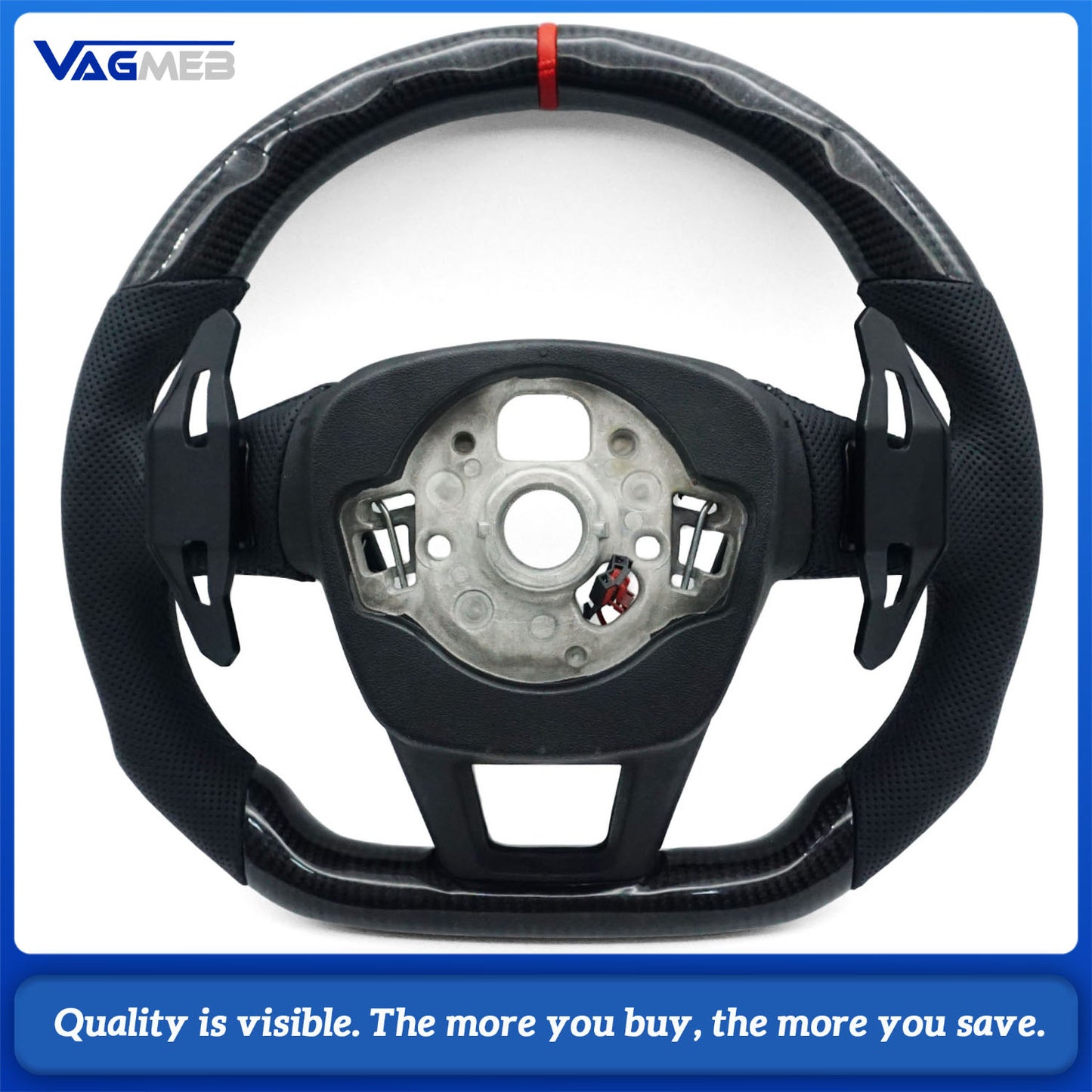Carbon fiber steering wheel For Audi Q3 RSQ3 leather sports flat bottomed steering wheel with buttons and paddles