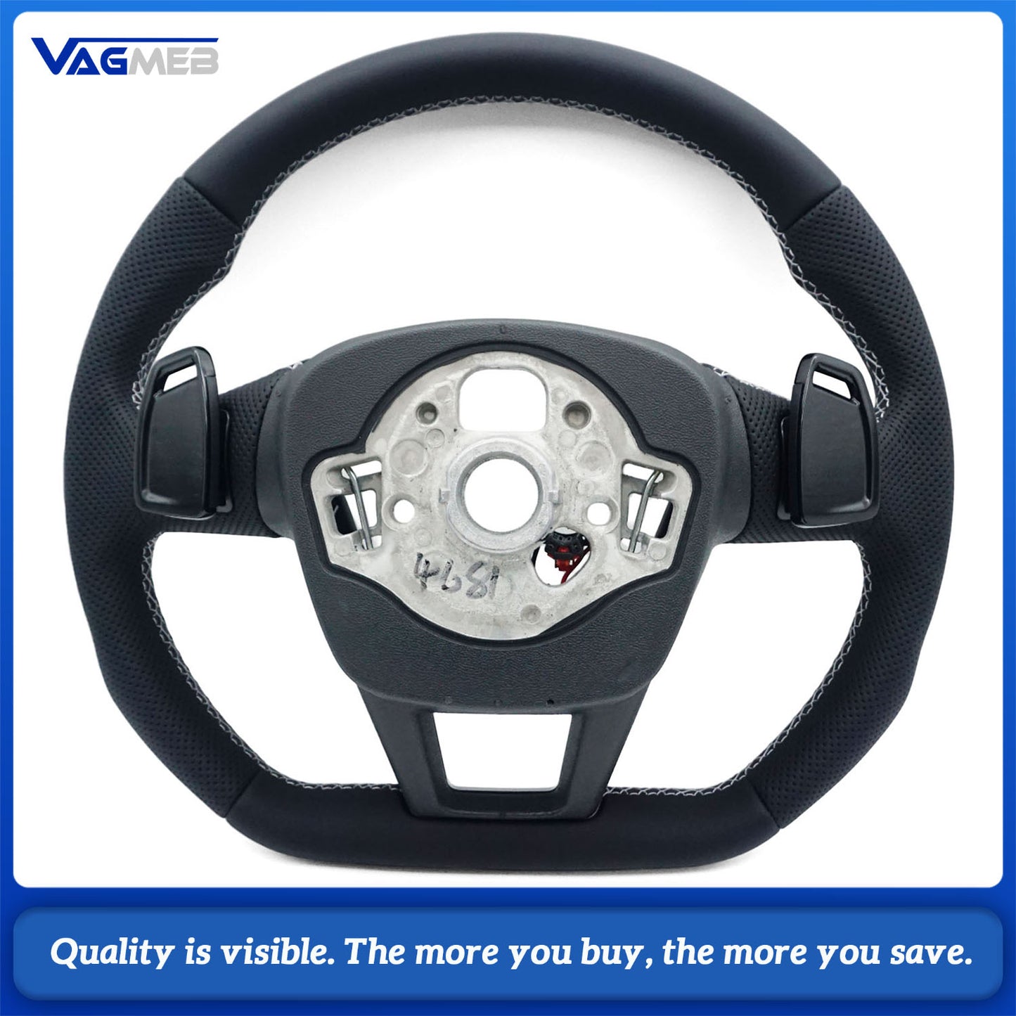 Blackened steering wheel suitable for Audi A6 C8 A7 Light gray  stitched steering wheel With heating function, buttons and paddles