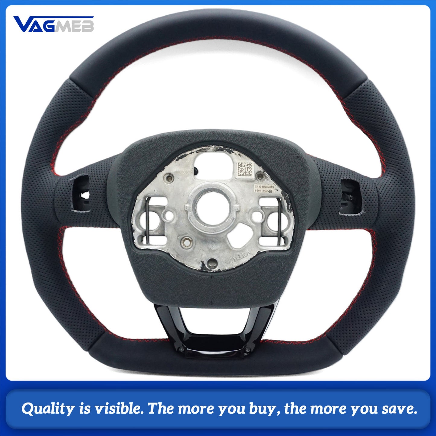For Audi Q3 F3 Full leather perforated flat bottomed steering wheel