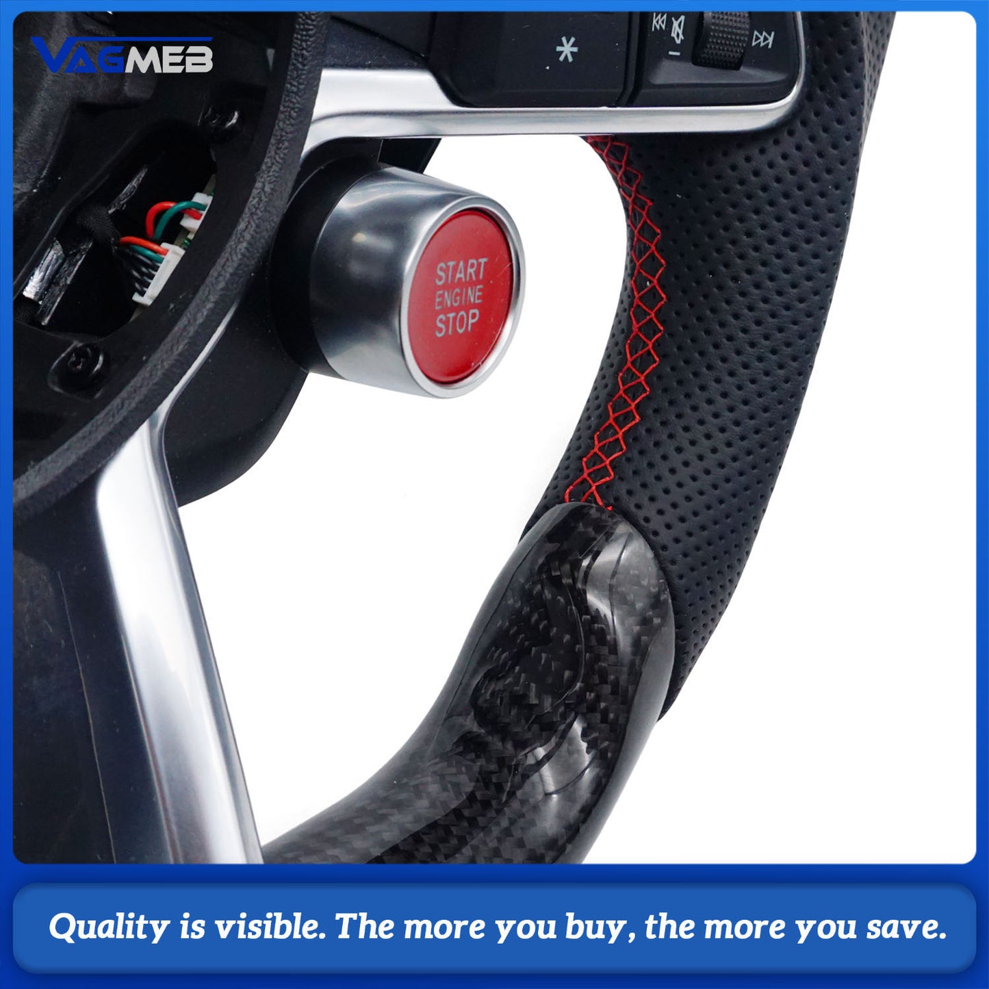Carbon Fiber Steering Wheel For Audi R8 TT TTS TTRS Steering Wheel Customized One Start Buttons Sport Wheel Assembly