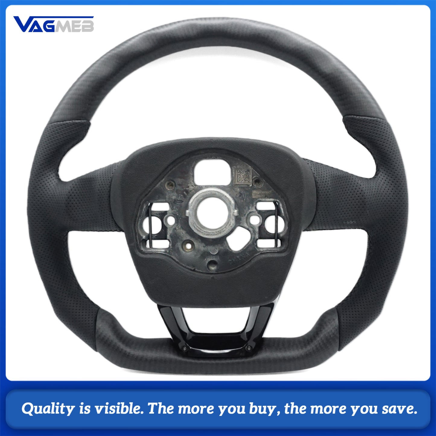 Matte carbon fiber steering wheel for Audi Q3 F3 flat bottomed D-shaped carbon fiber leather steering wheel, Car Accessories