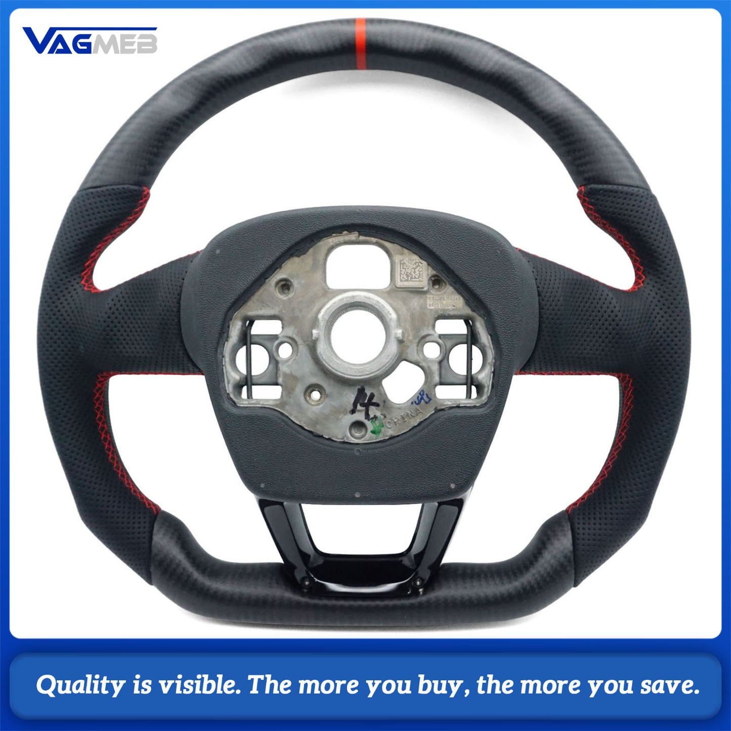 Matte carbon fiber steering wheel for Audi Q3 F3 flat bottomed D-shaped carbon fiber leather steering wheel, Car Accessories