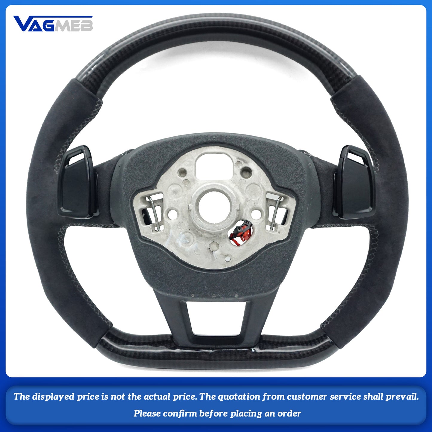 Carbon fiber steering wheel For Audi A6 C8 S RS leather sports flat bottomed steering wheel with buttons and paddles