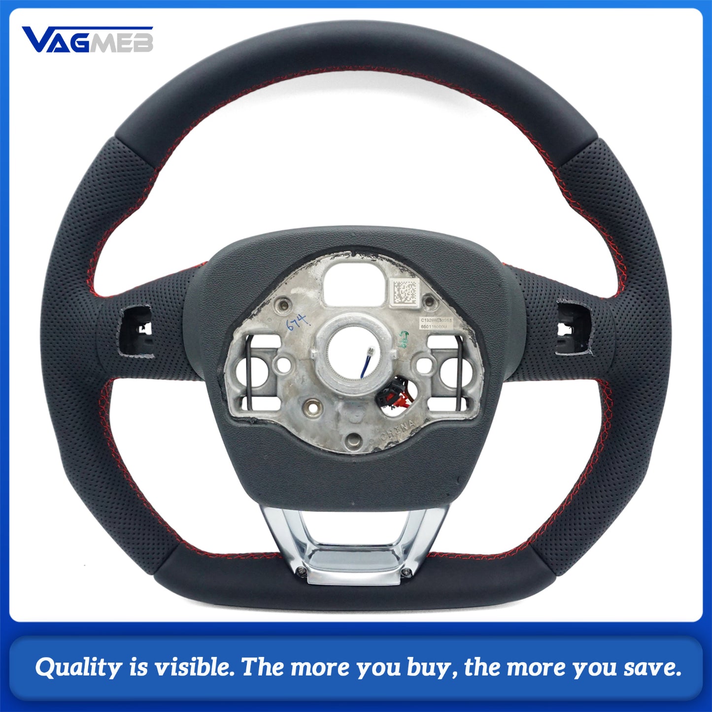 For Audi Q3 F3 Full leather perforated flat bottomed steering wheel With heating function