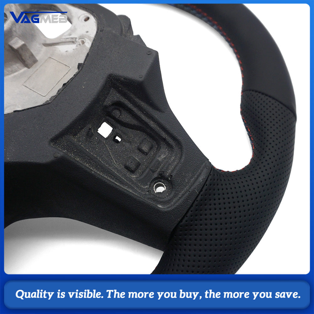 For BMW G20 3 Series CS Racing Steering Wheel Bare Skeleton Half Perforated Leather M Triple Stitch Blue Center Marker