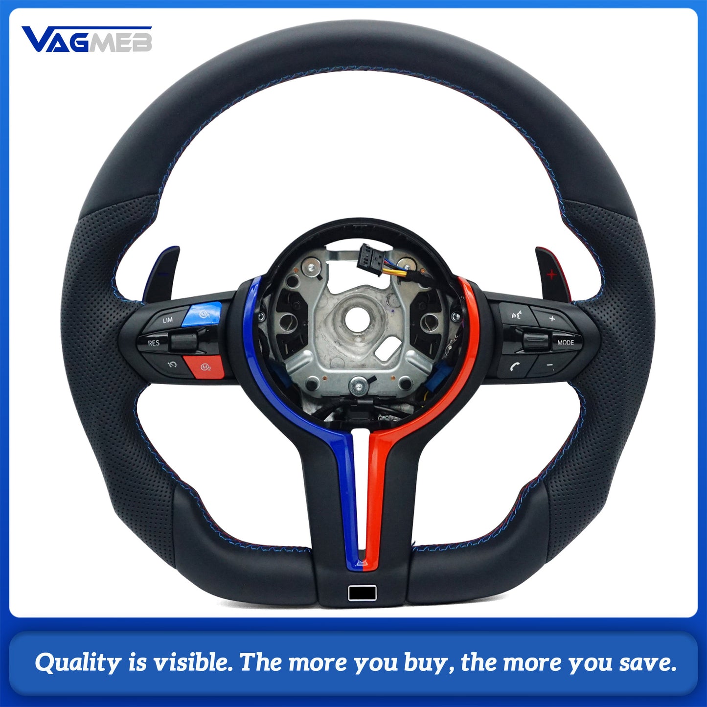 Blue Red M Sport Steering Wheel for BMW F01 F06 F10 F11 F12 F20 F21 F22 F25 F26 F30 F31 F32 F33 F34 F36 M3 F80 M4 F82 M5 F90