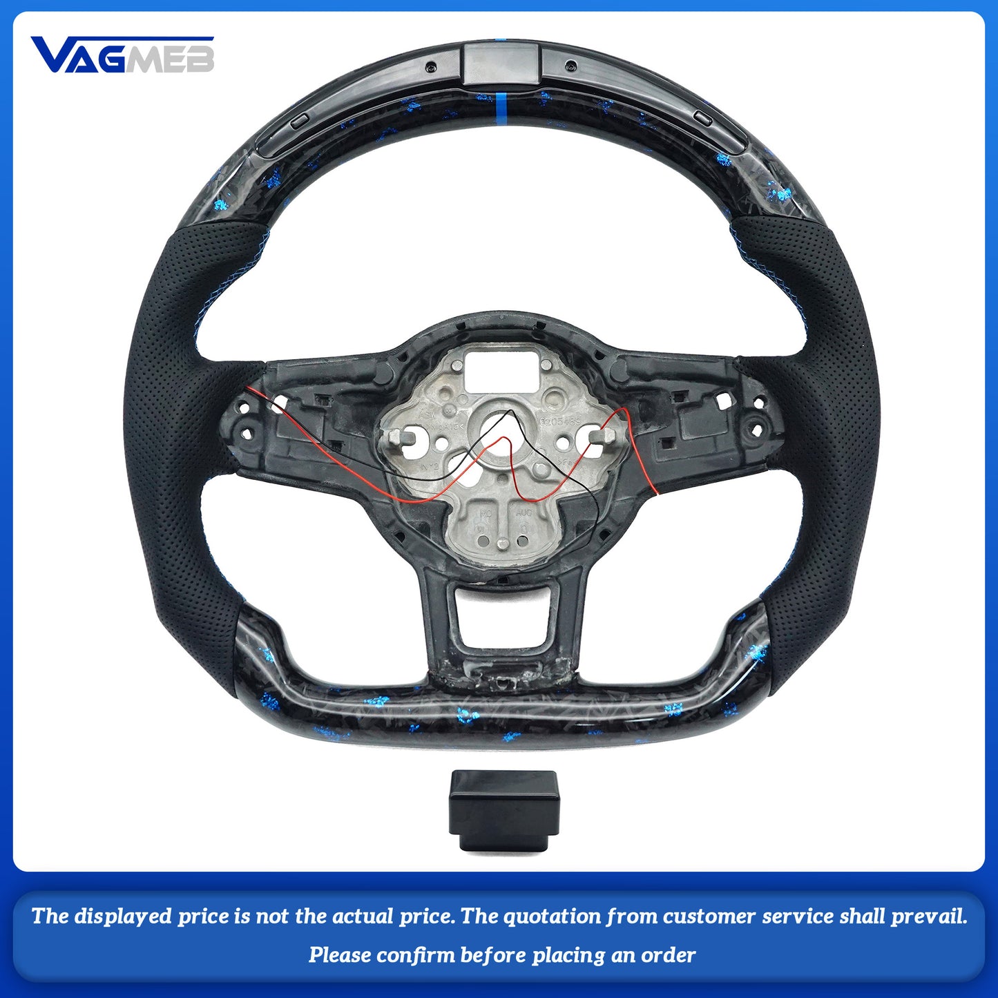 LED Carbon Fiber Steering Wheel Blue Mooring For Volkswagen Golf 7 MK7 MK7.5 GTI R GTD GTE Passat b8 Tiguan MK2 Polo