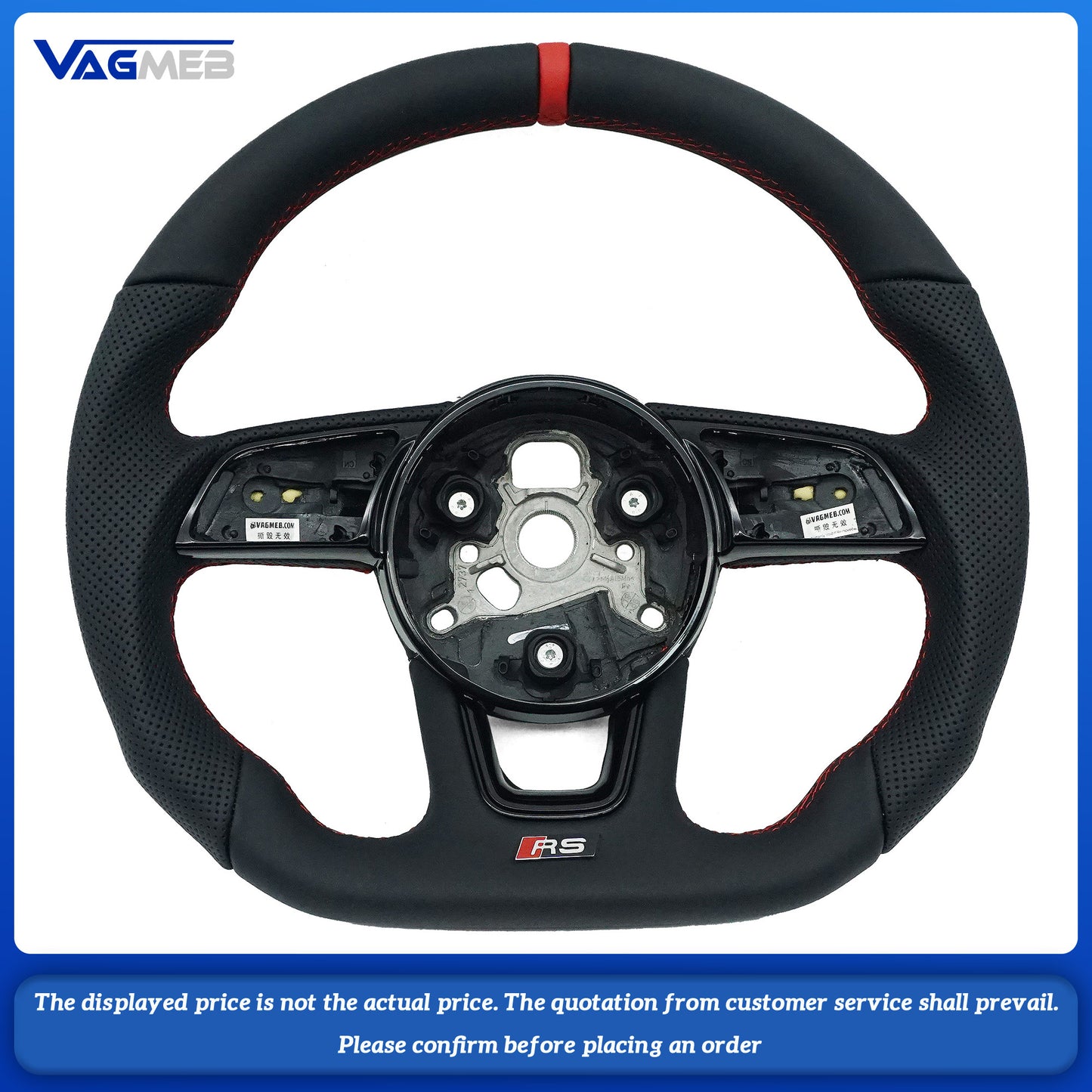 For Audi A4 B9 A3 8V2 A5 leather perforated alcantara Custom style steeringwheel with S or RS or Sline logo and thread colour