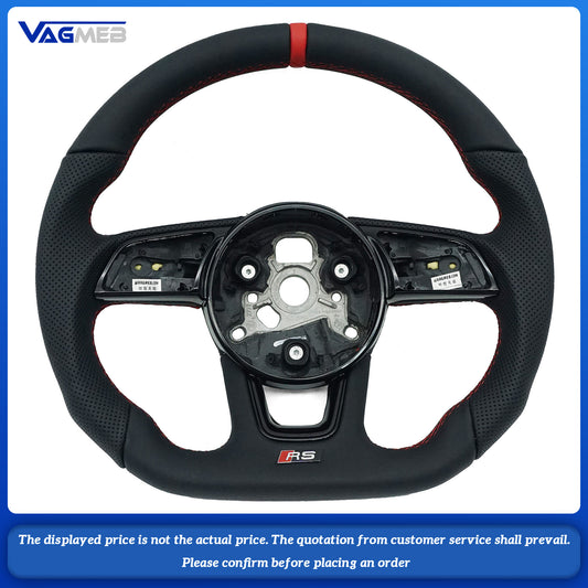For Audi A4 B9 A3 8V2 A5 leather perforated alcantara Custom style steeringwheel with S or RS or Sline logo and thread colour