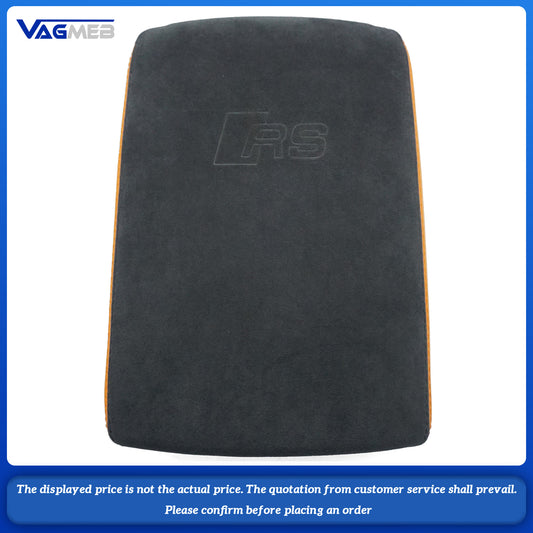 Car Armrest Box Leather Protective Cover For Audi A4 B9 Central Control Armrest Decoration Auto Accessories RS LOGO