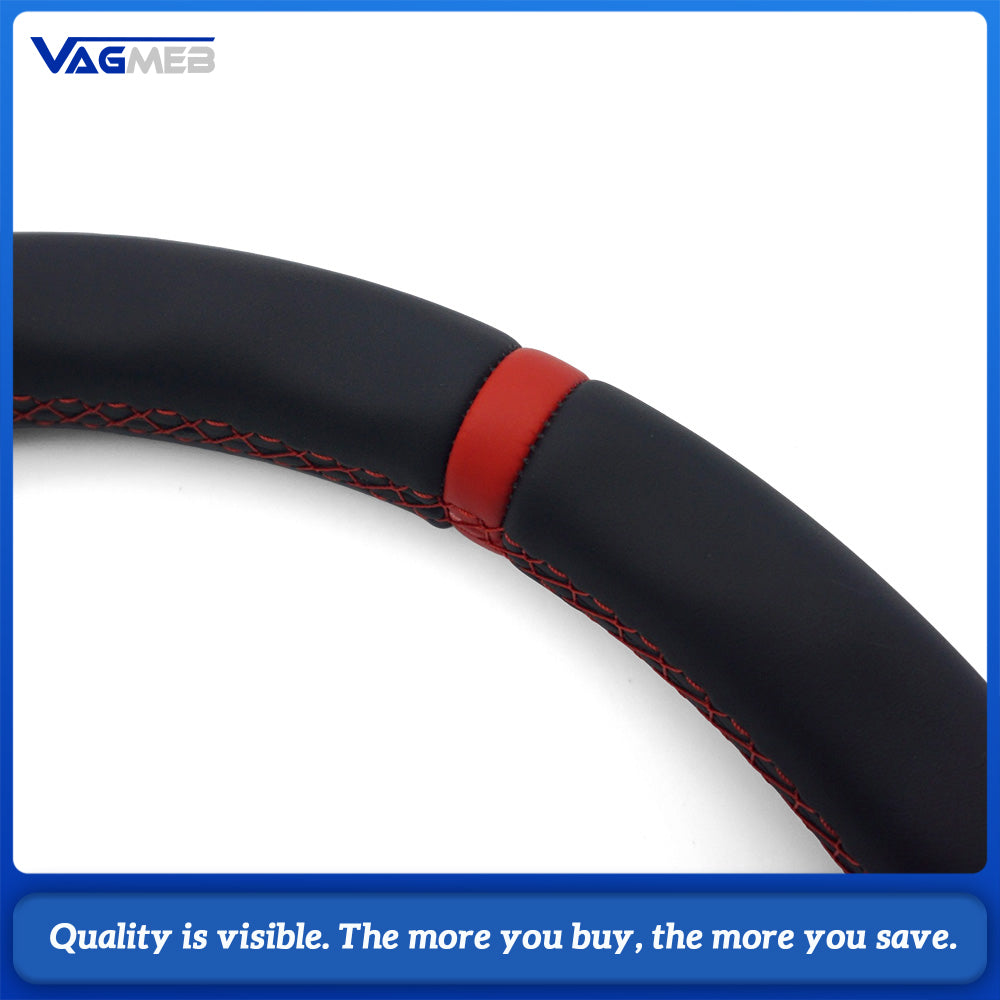 For Audi A4 B8 Ergonomic Sculpted D-shaped Steering Wheel Half Punch Leather Red Top Mark OEM Base Hub