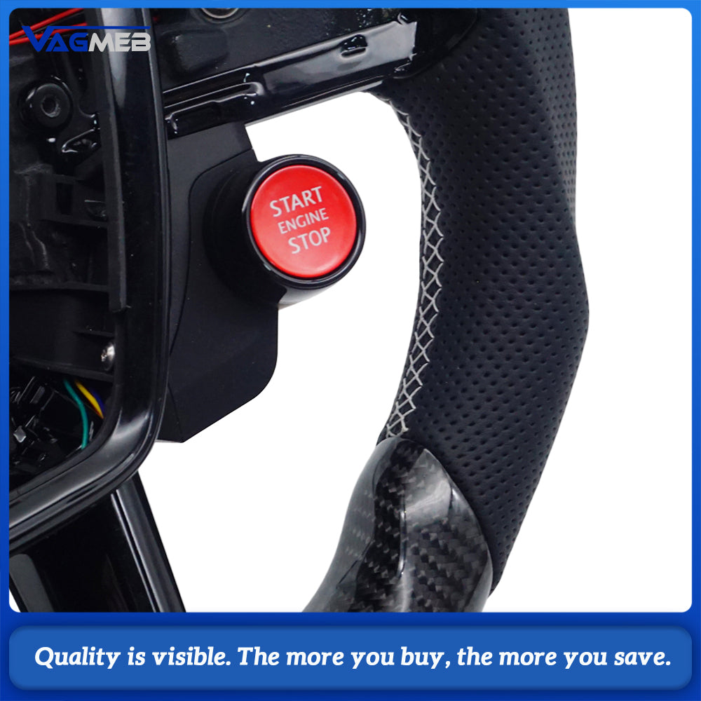 R8 button steering wheel For AUDI A6 C8 perforated leather baked black multifunctional sports steering wheel, Car Accessories