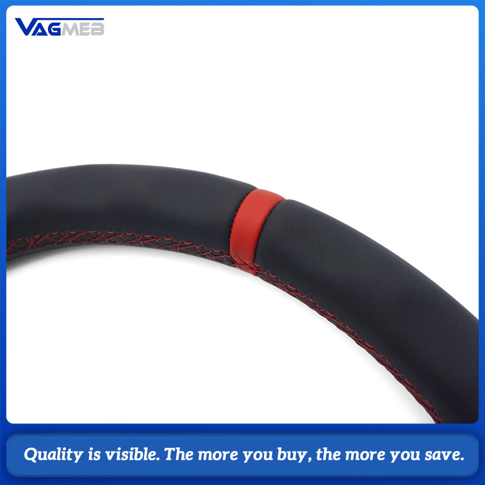 For Audi A4 B8 A3 8V A4 A5 A7 Q3 Q5 Q7 Steering Wheel Half Suede Grip Bright Red Sewing Line Red 12 O’clock Return Marker