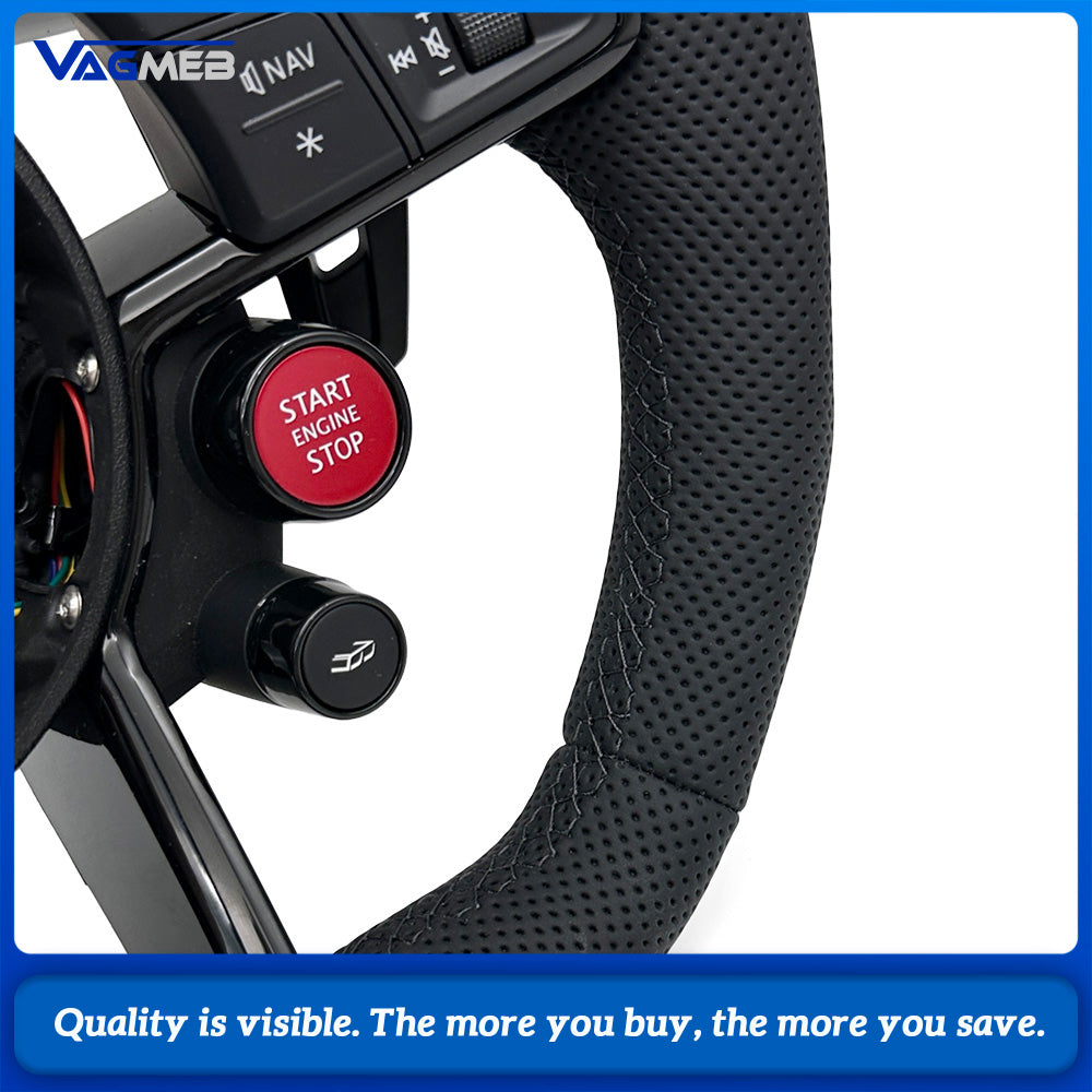 For Audi R8 TT Button Perforated Leather Multifunctional Black Stitching Steering Wheel Assembly