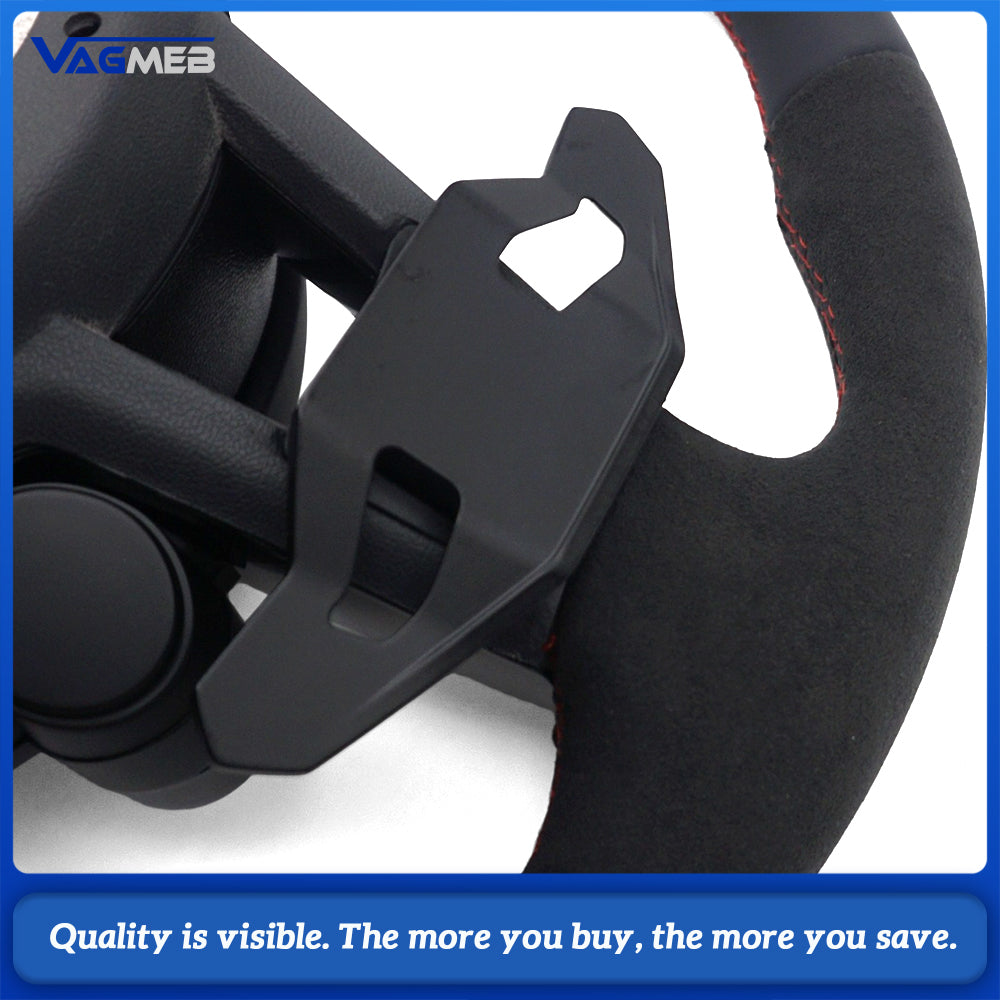 TT‑Style Sport Steering Wheel Half‑Alcantara Red Stitching Red Centering Mark For VW, Multifunction Buttons & Shift Paddles