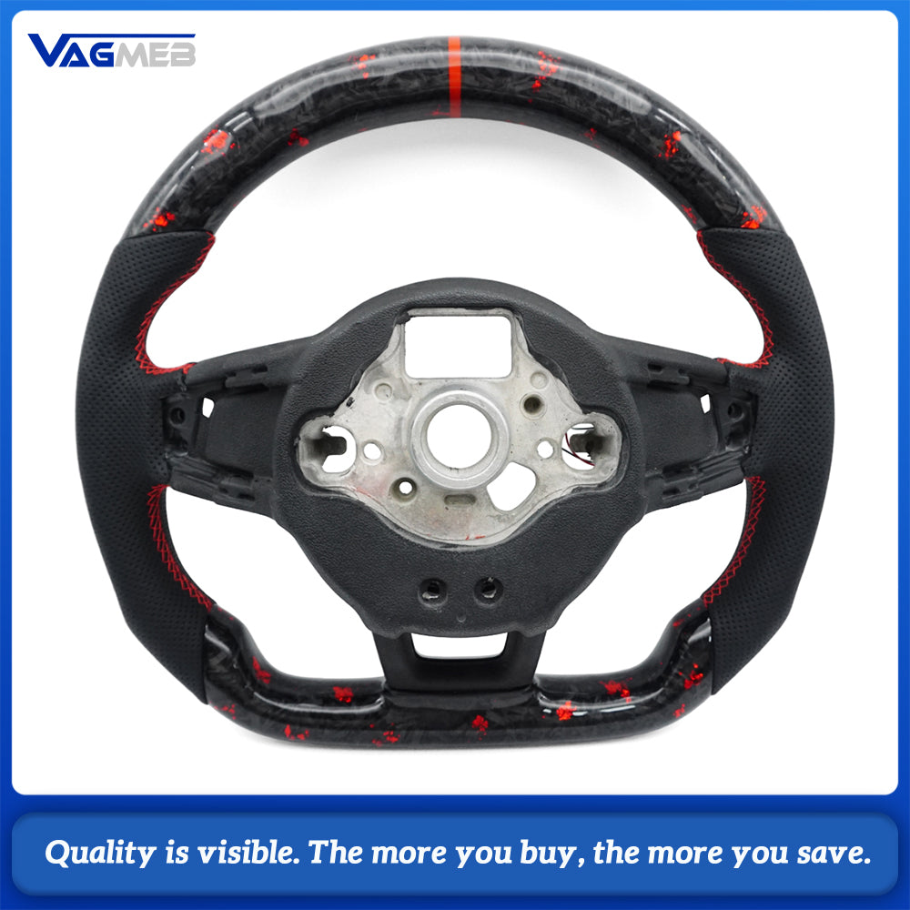 Forged red foil carbon fiber leather sports LED steering wheel with frame for VW Golf 7 MK7 GTI Passat B8 Tiguan MK2 Polo Jetta