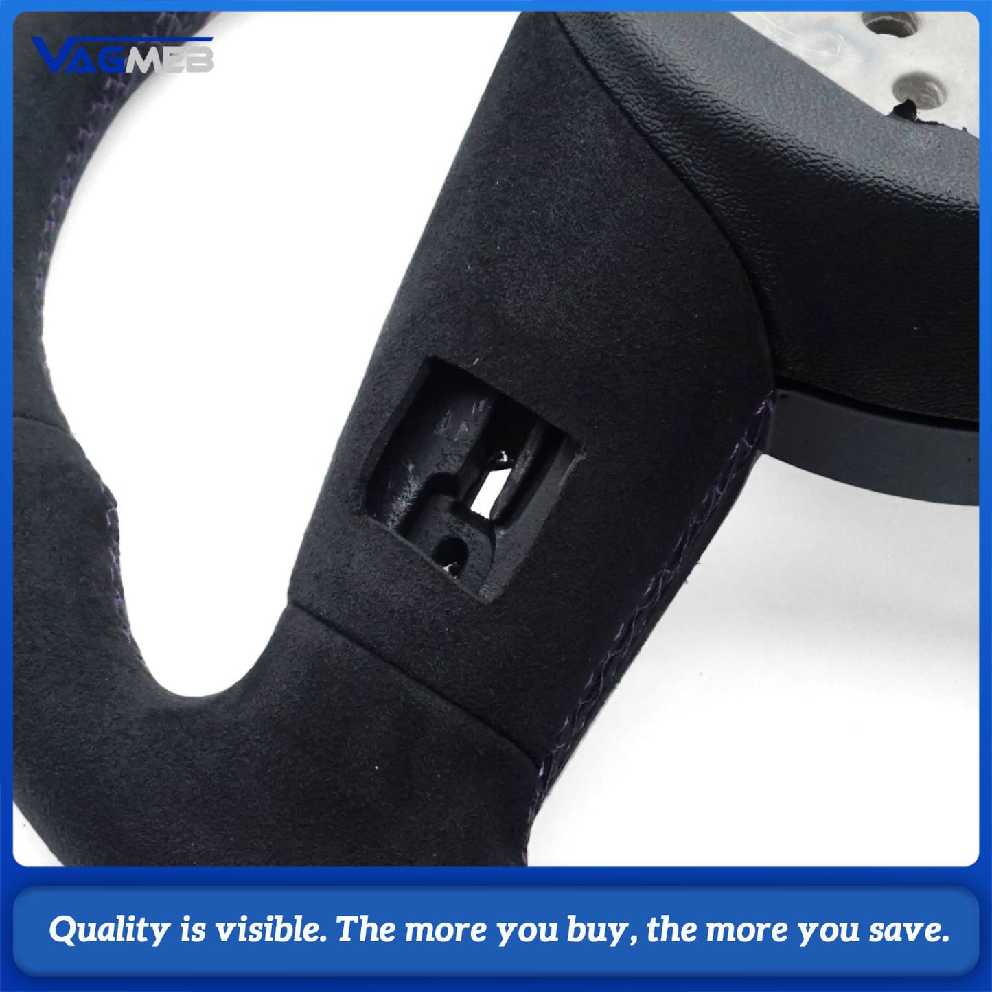 Alcantara steering wheel for Audi A4 B9  models material top purple leather stripe