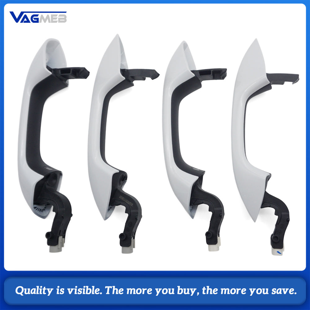 Car White LED Door Handles Kit 2Pcs Front Smart Inductive Touch Handles With Light + 2Pcs Rear Non-Inductive Handles Without Chrome Trim For Volkswagen Golf 8 MK8