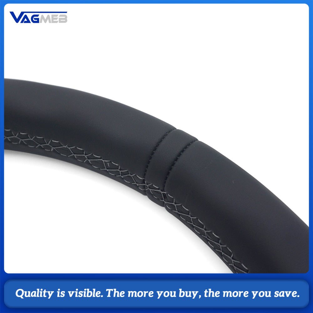 Flat Bottom Half Perforated Leather Steering Wheel Gray Stitch Black 12 O'clock Marker S Badge For Audi A4 B8 S4