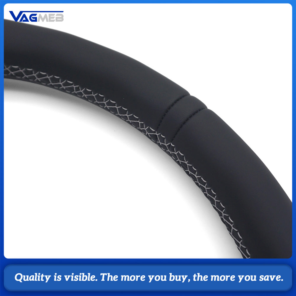 For Audi A4 B9 RS Sport Steering Wheel Half Punch Leather White Contrast Stitch Black Alignment Mark
