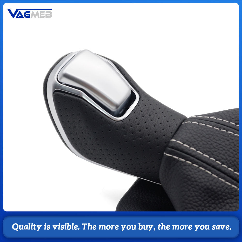 Gear Head With Leather Automatic Gear Shift Knob Boot Gaiter Cover Lever For Audi Q7 2007