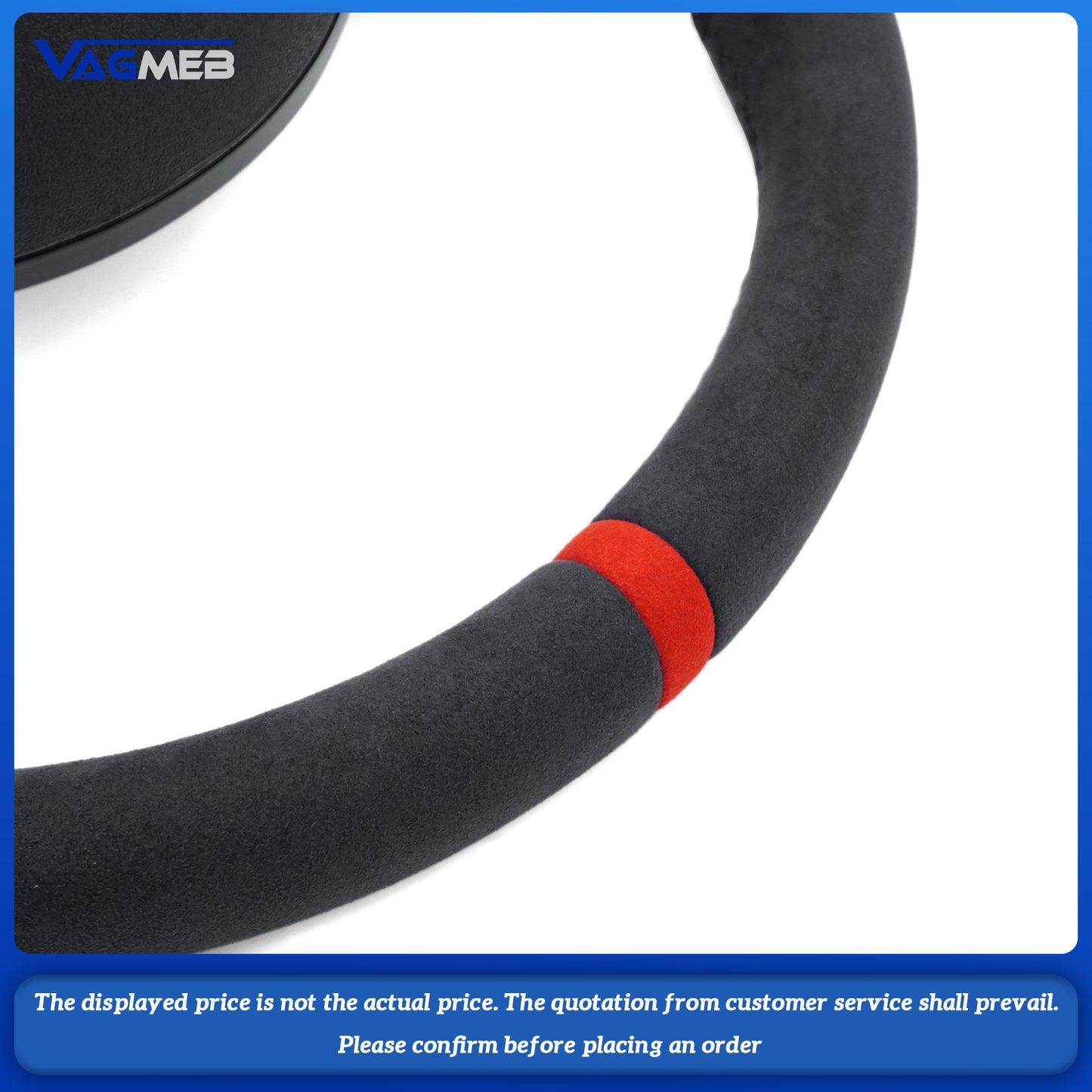 Leather Steering Wheel for Audi A3 8V A4 B9 A5 A6 A7 Q3 Q5 Q7 Perforated Steering Wheel Flat Bottom Red suede label Steering Wheel