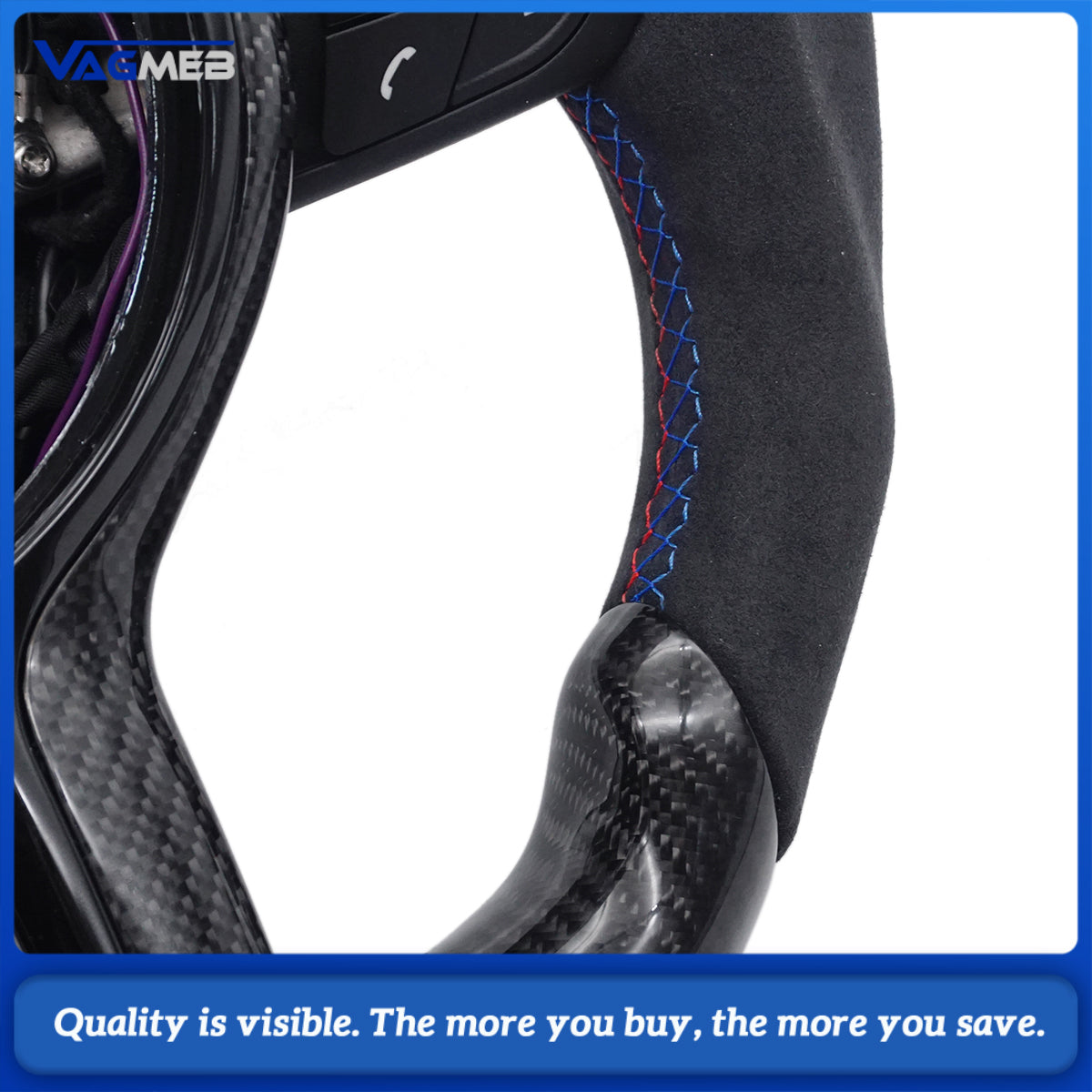 For BMW X3 X4 X5 M2 M4 M8 F10 F15 F20 F22 F30 E90 E91 Customized carbon fiber steering wheel with embedded LED lights