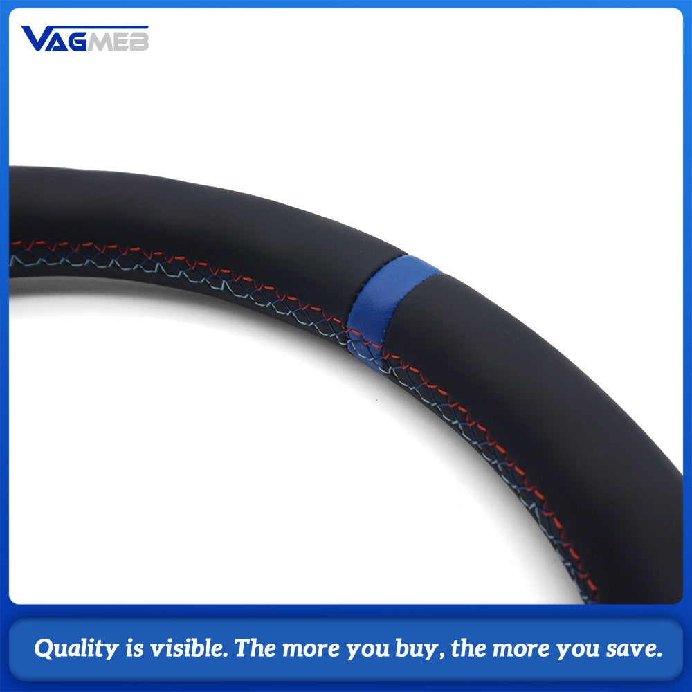 For BMW G20 3 Series CS Racing Steering Wheel Bare Skeleton Half Perforated Leather M Triple Stitch Blue Center Marker