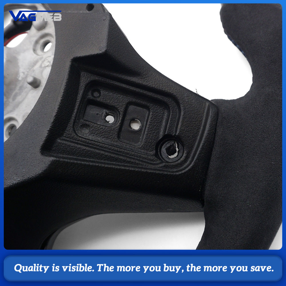 Carbon Fiber Sport Steering Wheel LED Shift Display Semi‑Alcantara Suede M‑Tri‑Color Stitching Tri‑Color Center Mark Full Carbon‑Fiber Button Trim With Steering Wheel Heating For BMW G38
