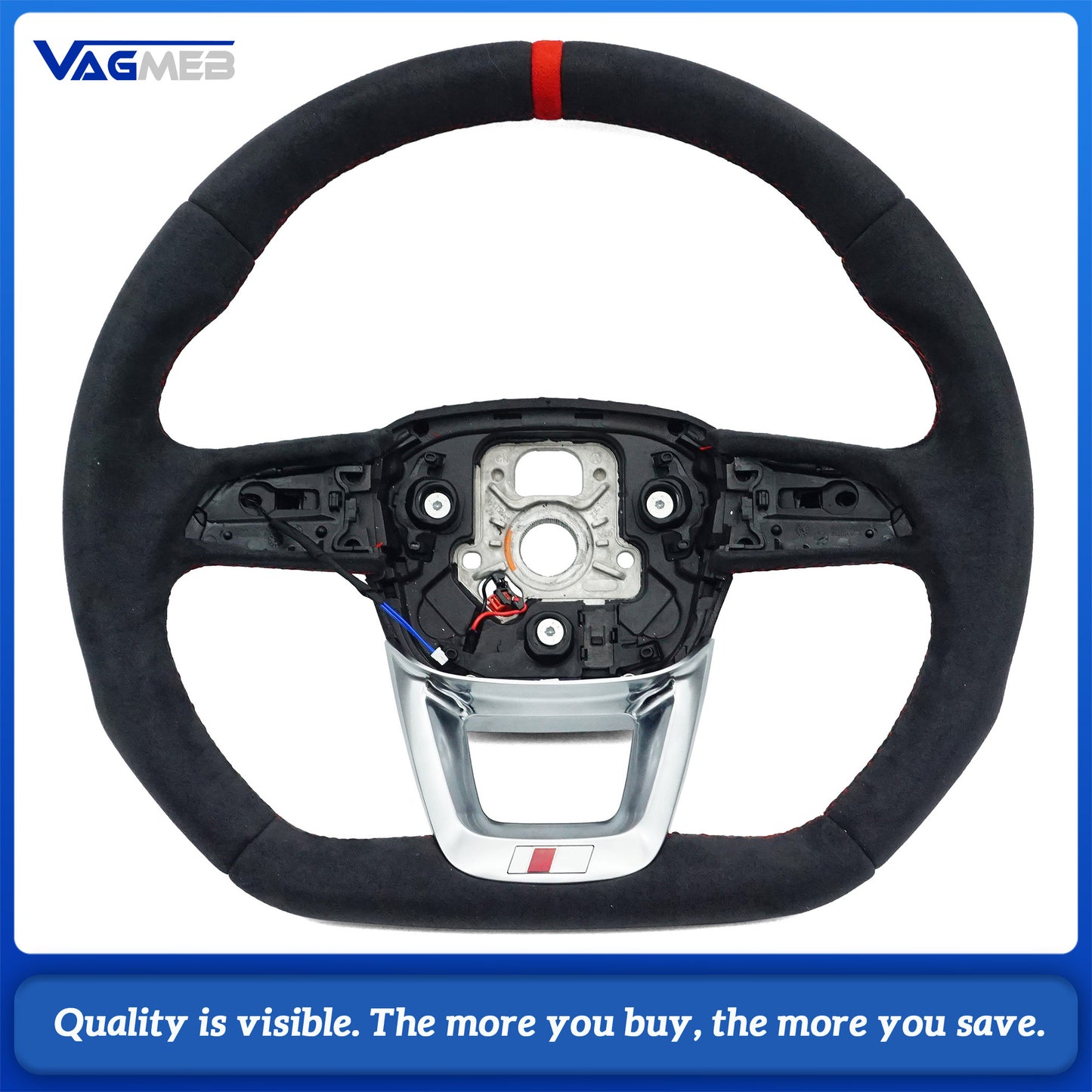 Alcantara leather flat bottomed sports steering wheel with heating For Audi Q5 FY Q7 4M Q8, Car Accessories