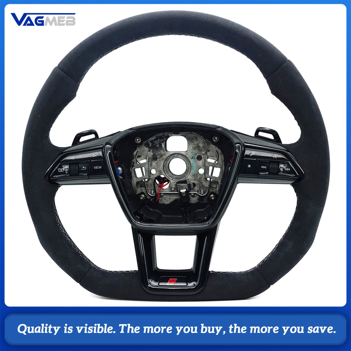 Heated steering wheel For Audi A6 C8 gray stitching multifunctional steering wheel, Car Accessories