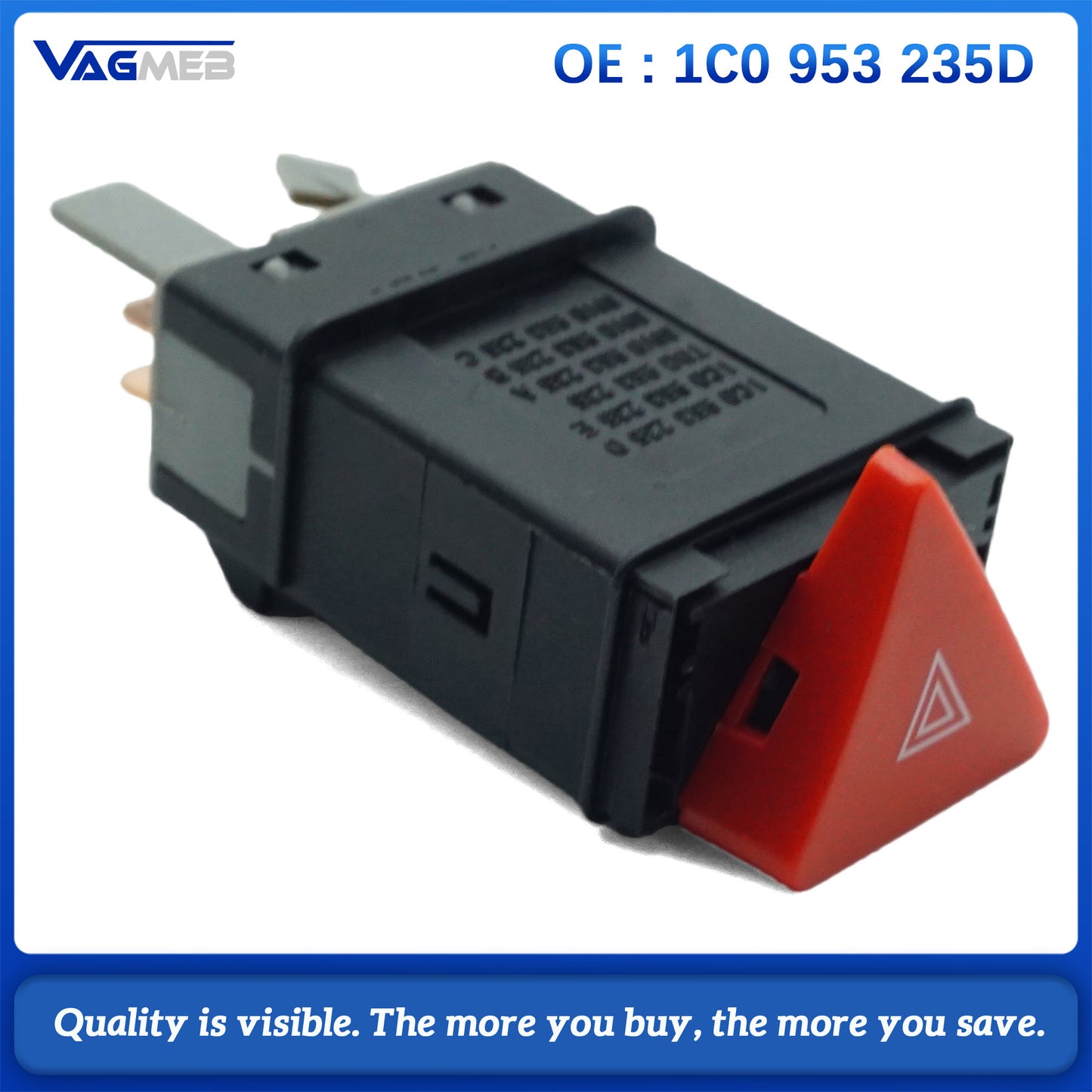 1C0 953 235 D Suitable For VW Polo Automobile Emergency Alarm Light Danger Warning Light Double Flash Switch