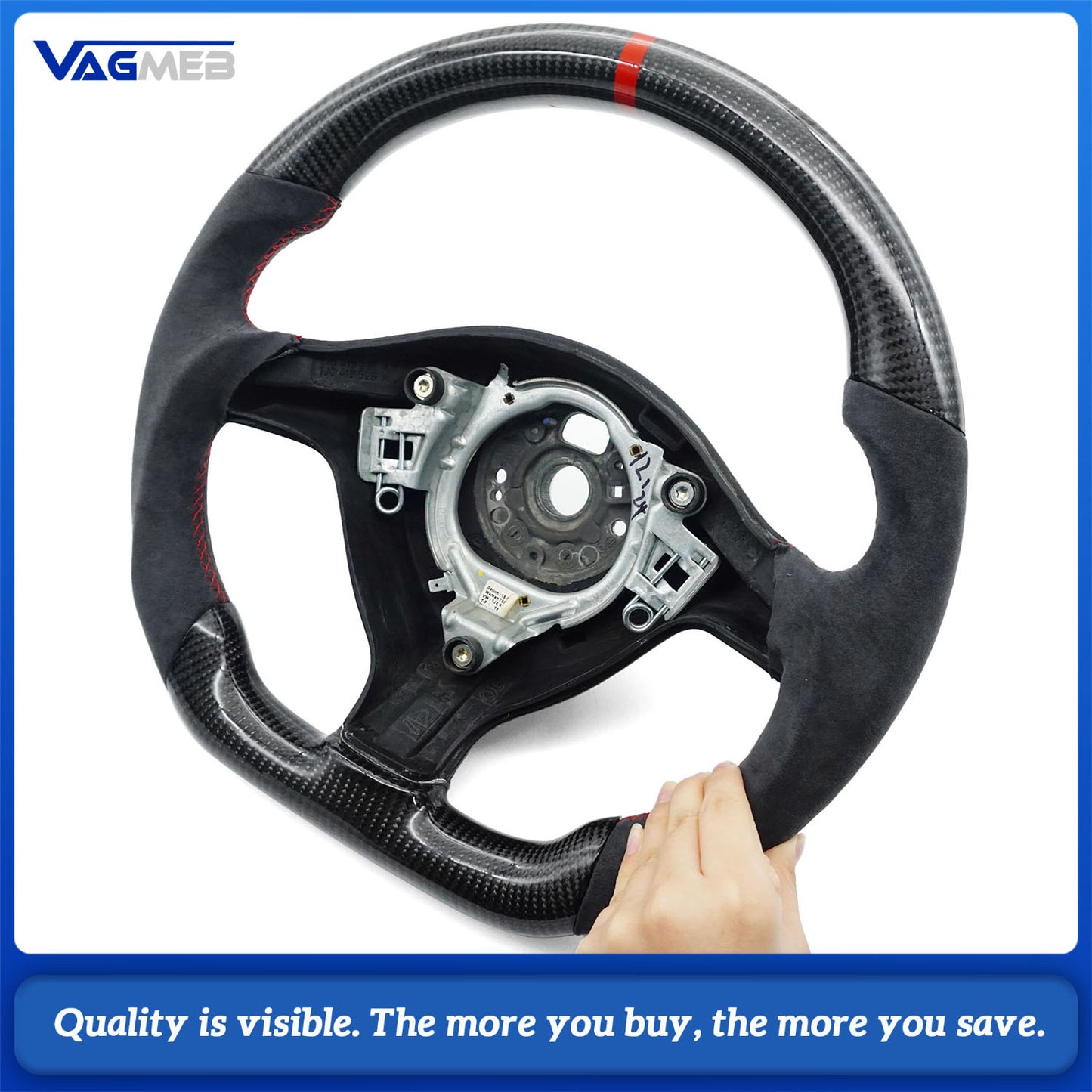 Replacement Real Carbon Fiber Steering Wheel with Leather for VW Volkswagen Golf 4 Mk4 GTI 1997-2002 Bora