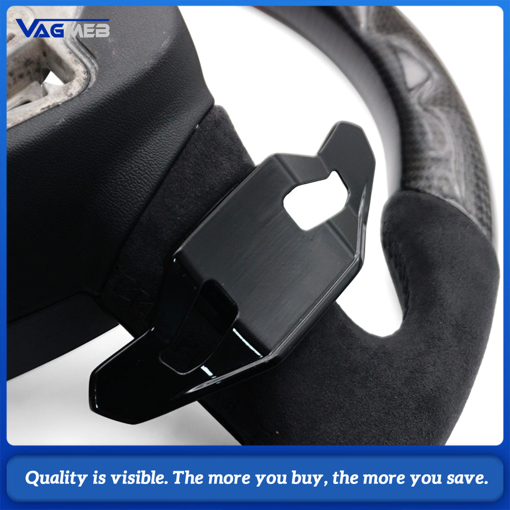 Carbon Fiber Steering Wheel, For Audi A6 C8 A7, With Buttons And Shift Paddles, Black Frame, Car Accessories， without heating