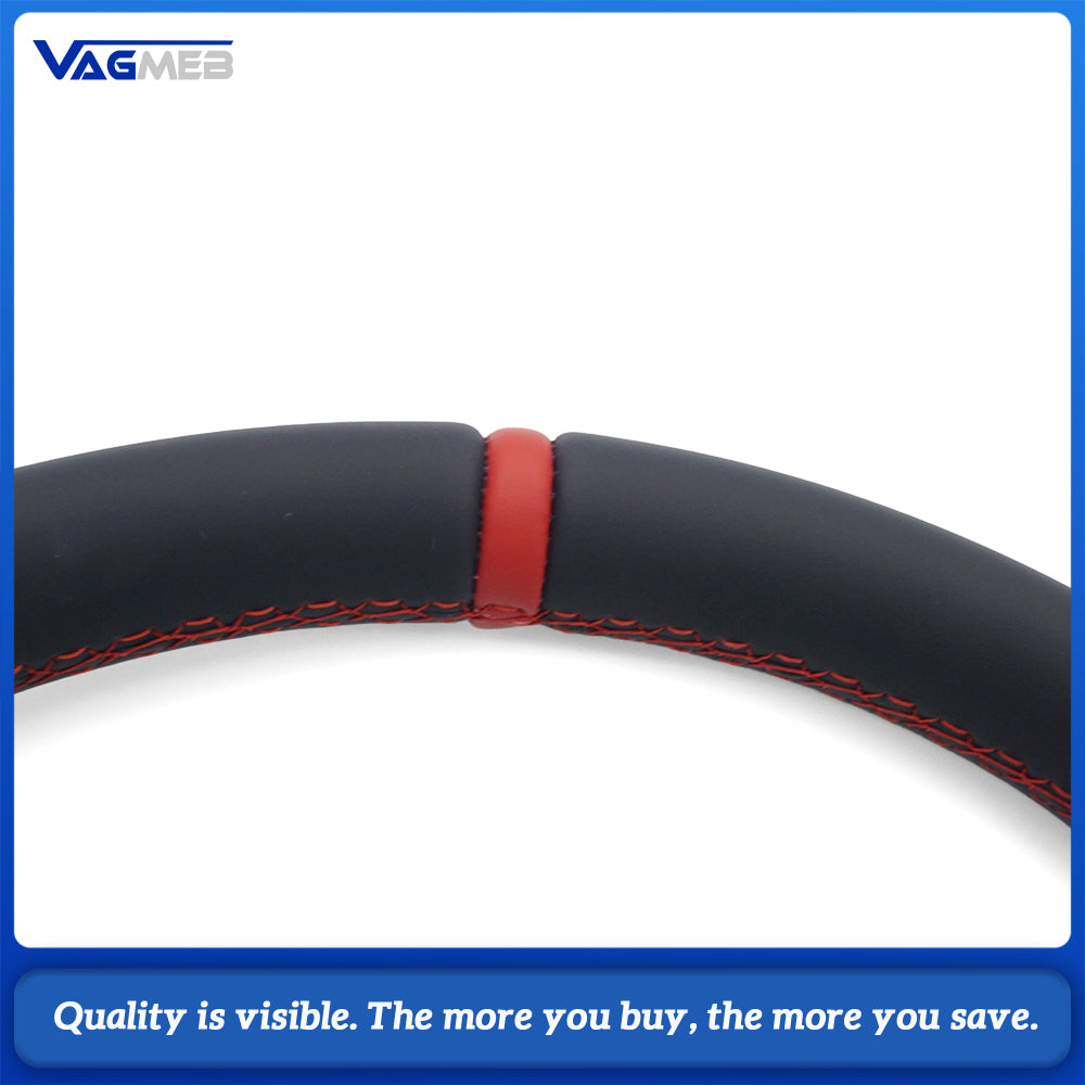 TT‑Style Sport Steering Wheel Half‑Alcantara Red Stitching Red Centering Mark For VW, Multifunction Buttons & Shift Paddles