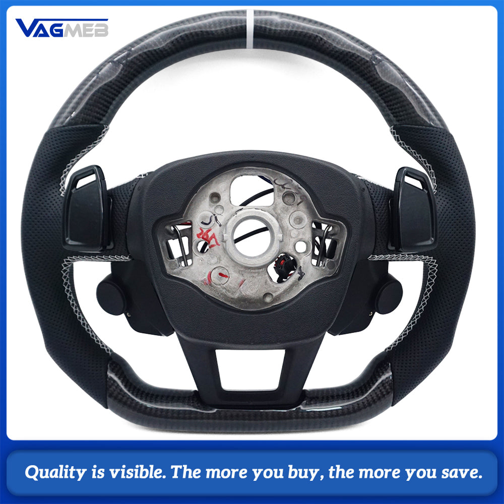 R8 button steering wheel For AUDI A6 C8 perforated leather baked black multifunctional sports steering wheel, Car Accessories