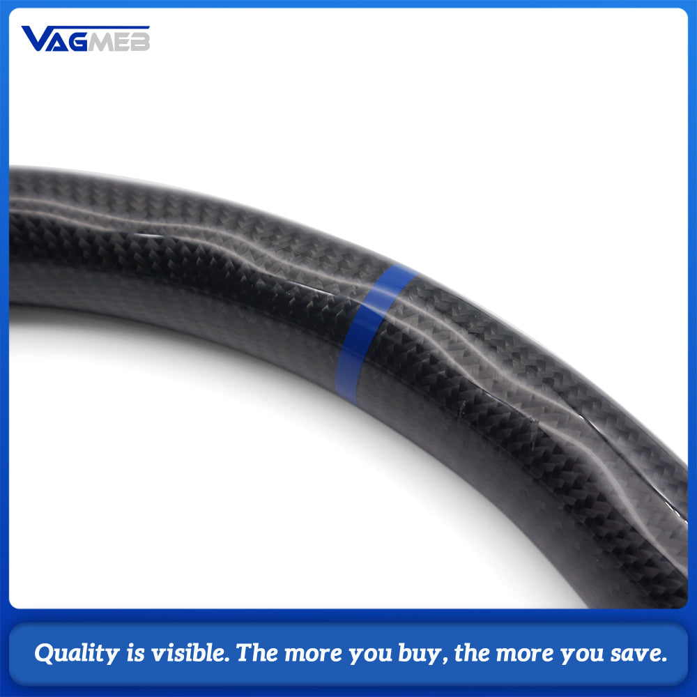 For Audi A4 B9 S Line Carbon Fiber Steering Wheel Half Alcantara Blue Stitch Blue Marker Buttons Airbag Assembly