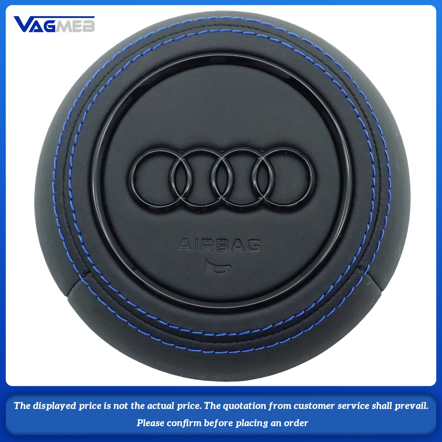 Steering wheel airbag cover multifunction steering wheel For Audi TT Leather blue thread