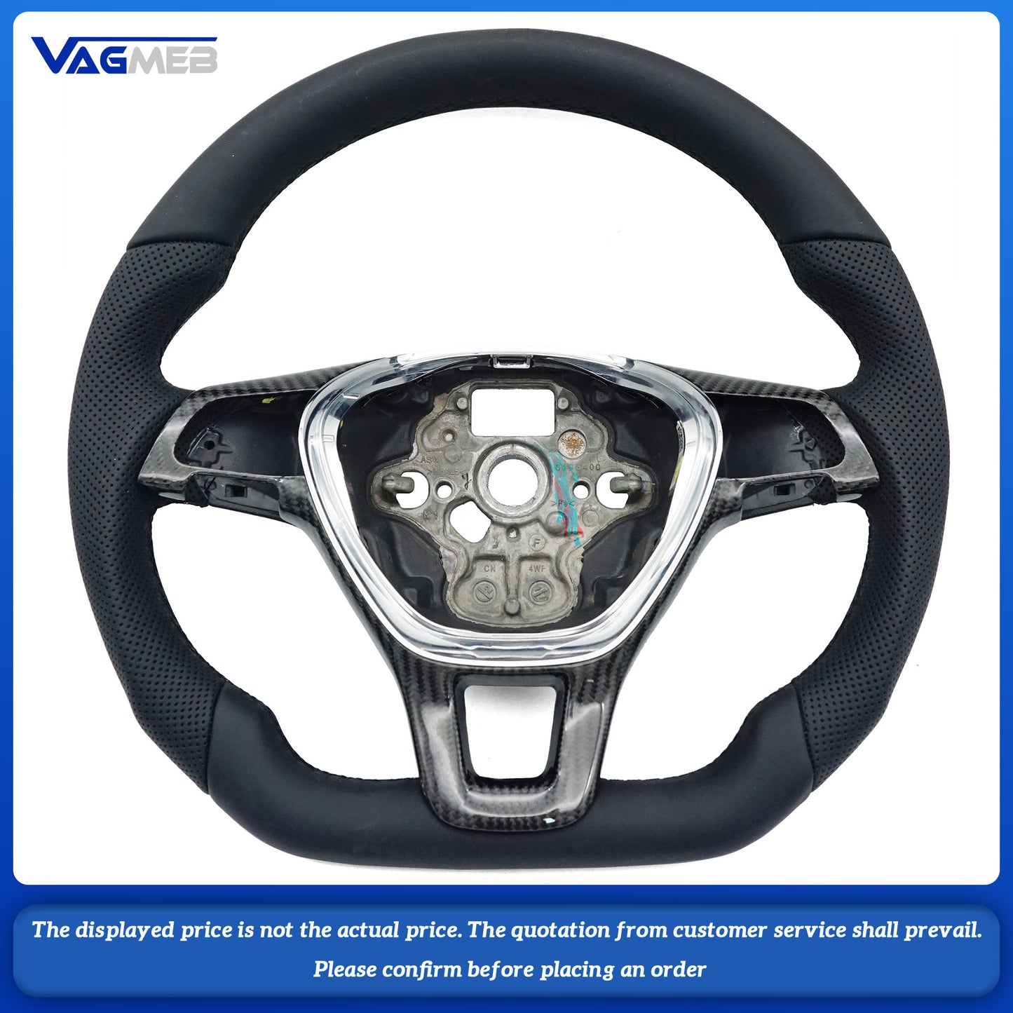 Multi Functional Semi Perforated Leather Carbon Fiber flat bottomed customized steering wheel,For VW GOLF MK7