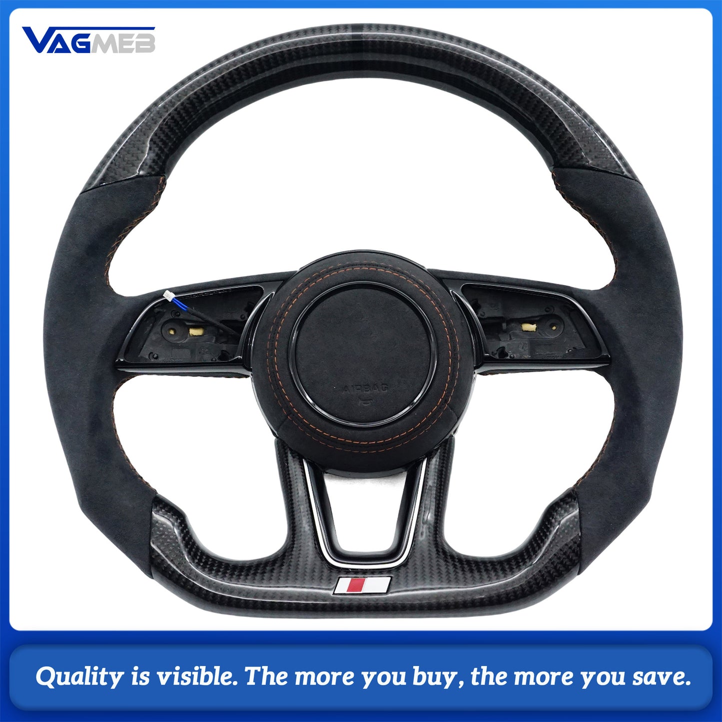Real carbon fiber car steering wheel suitable for Audi A4B9 With heating function steering wheel