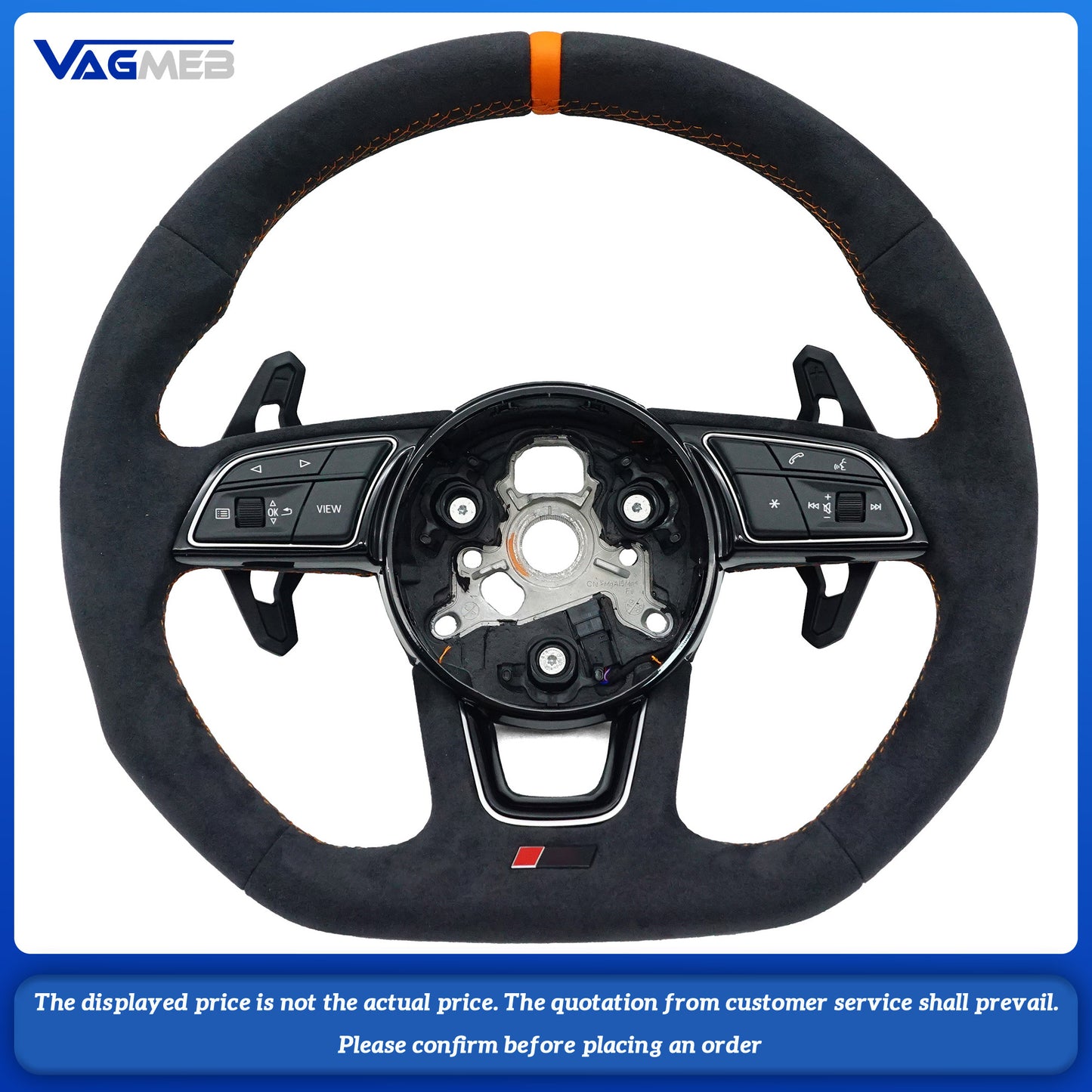 For Audi A3 A4 A5 S3 S4 S5 B9 Orange line with an orange arrow pointing forward Steering Wheel With Key Button Frame Assembly