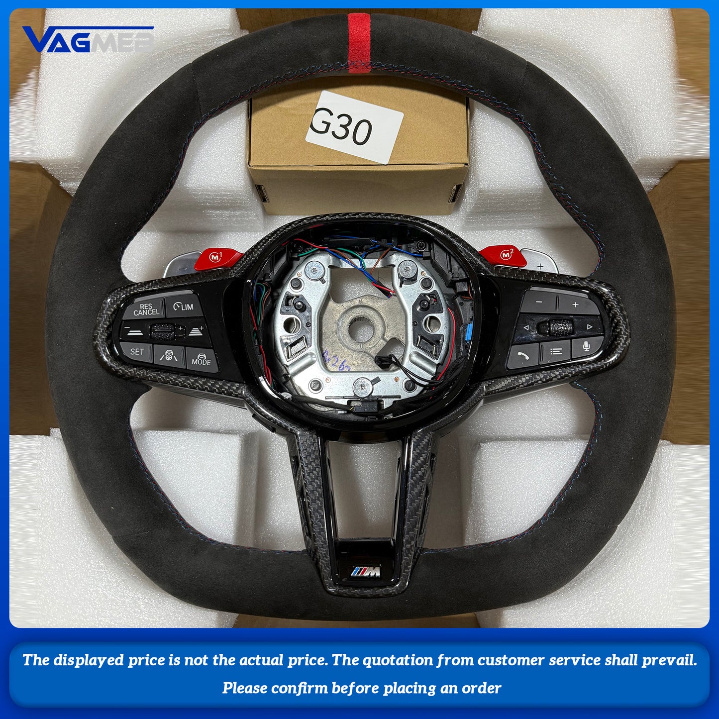New carbon fiber leather steering wheel with M1 M2 for BMW G20 G30 G01 G02 G05 G06 G07 G08 G11 G12 G14 G15 G16, Car Accessories