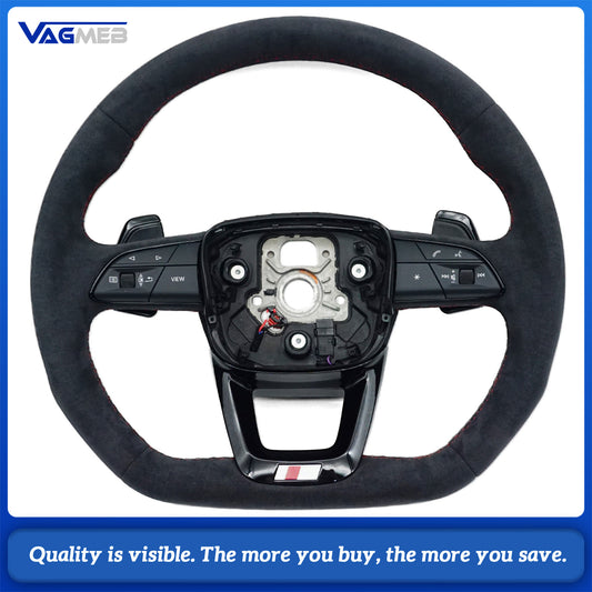 Upgraded all Alcantara material steering wheel with rfor Audi Q5 FY Q7 4M Q8 with paddle shifters button version With heating function